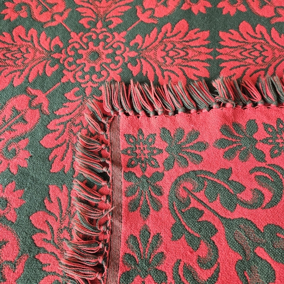 Vintage bedspread/blanket Red Green - Picture 2 of 3
